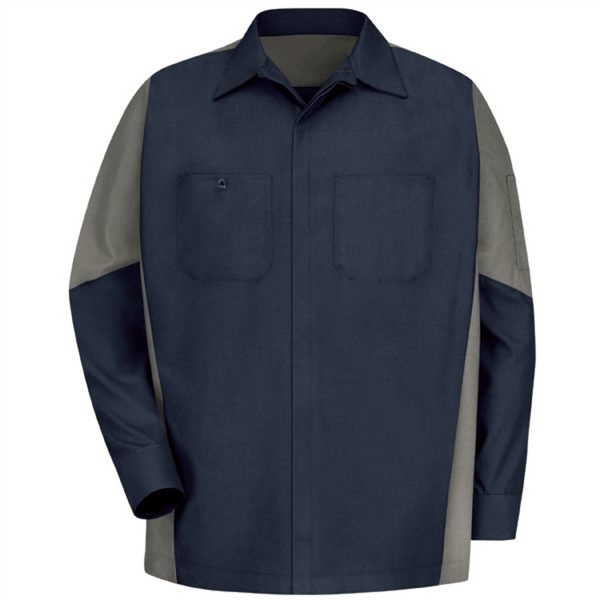Workwear Outfitters Men's Long Sleeve Two-Tone Crew Shirt Charcoal/Royal Blue, 3XL SY10CR-RG-3XL